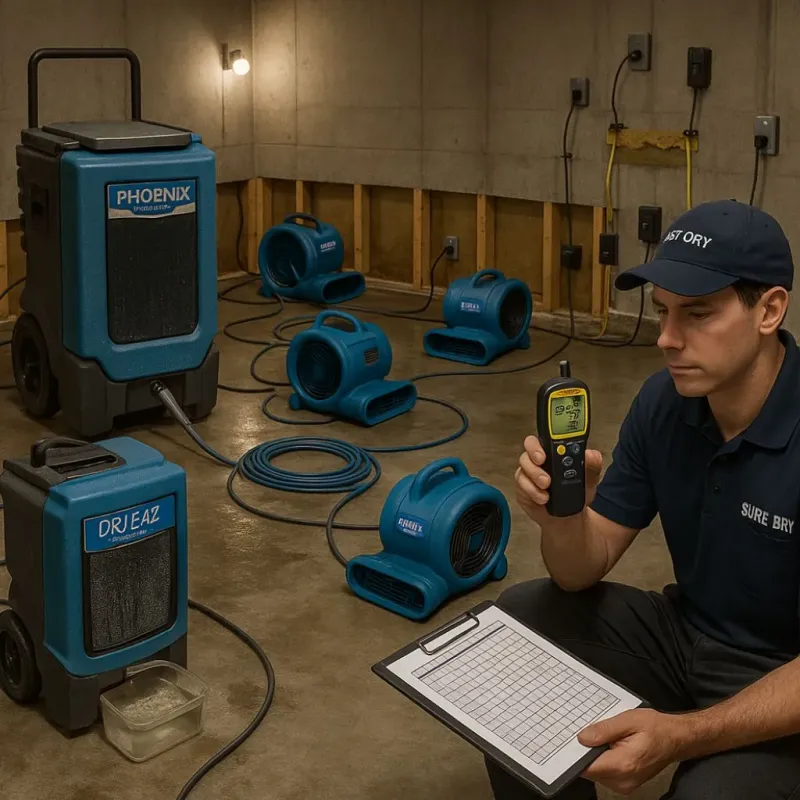 Structural Drying and Dehumidification process in San Pablo, CA